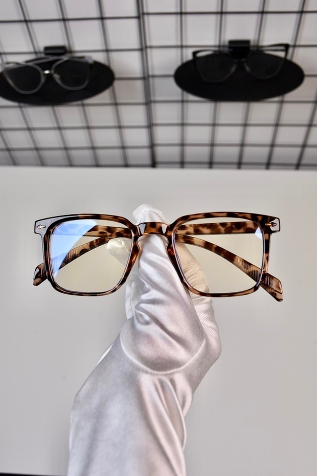 نظارات حماية من الضوء الأزرق، نظارات واقية مربعة الشكل بإطار جلد الفهد متوافقة مع البصريات - 6