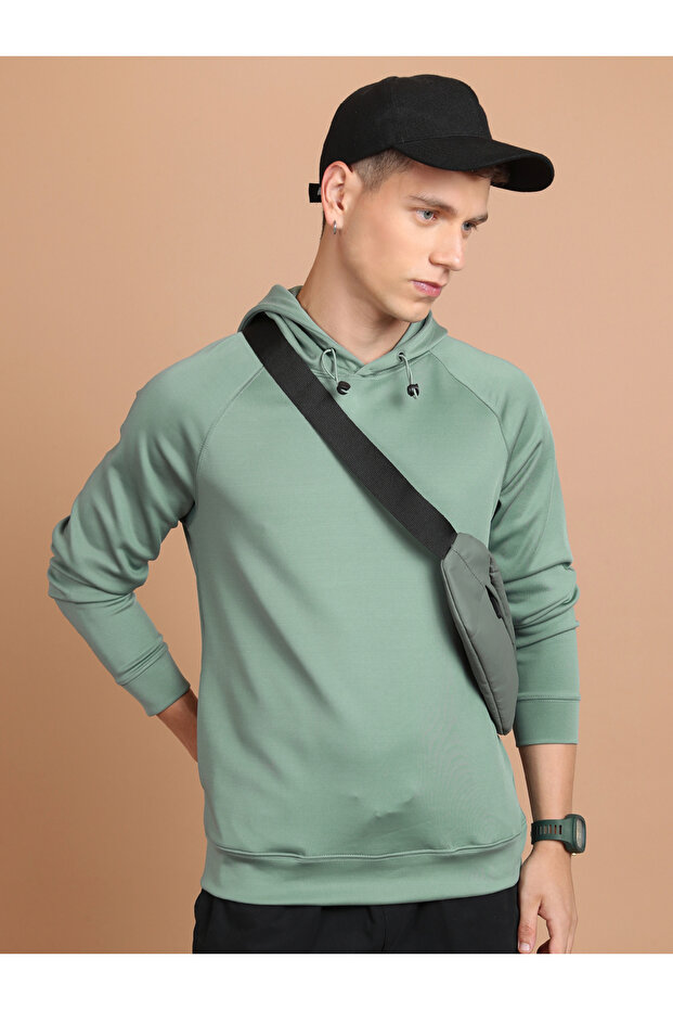 هودي سادة بأكمام راجلان وسلك سحب - 1