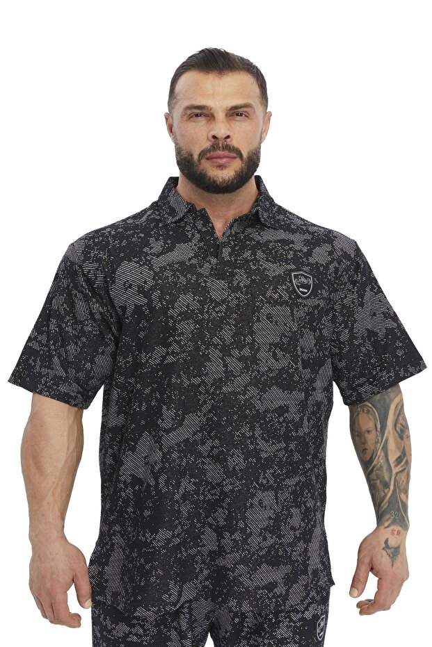 Oversize Polo Neck Technical Camouflage T-Shirt Bgsm 2912