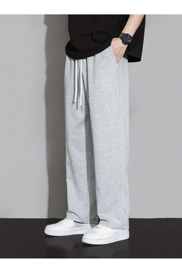 Erkek [GRİ] Casual Polyester  Tek Renk Hafif Esnek, Örgü Kumaş Genç Tarzı - 1