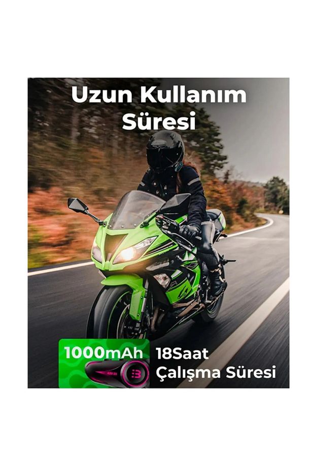 2 Intercom Bağlantılı Su Geçirmez Motosiklet Kask Bluetooth 5.3 300m Intercoom 1.000mah A50 - 3