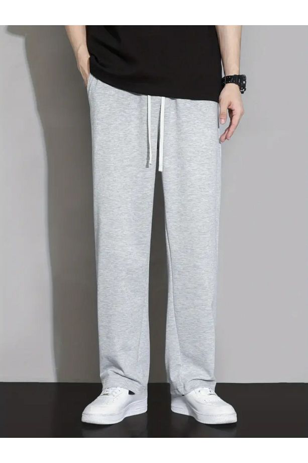 Erkek [GRİ] Casual Polyester  Tek Renk Hafif Esnek, Örgü Kumaş Genç Tarzı - 4