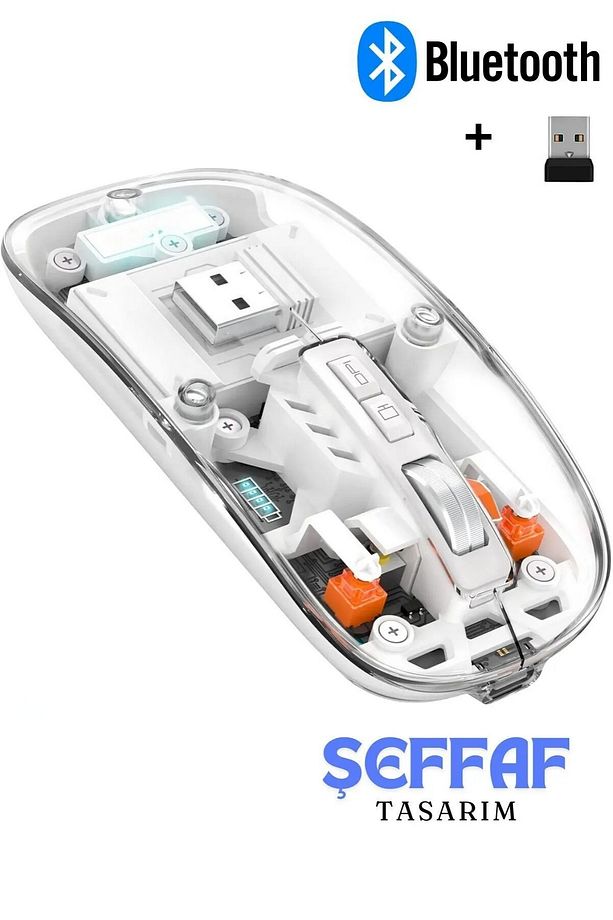 Kablosuz Fare Wireless Optik Mouse 5 Tuşlu Çift Modlu Usb 2.4g Sessiz Şarj Edilebilir Dpı Kontrol - 5