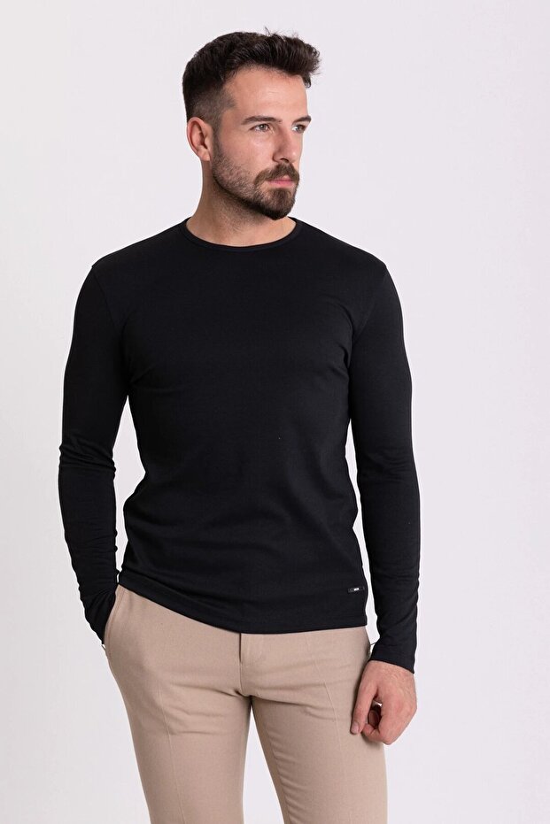 Slim Fit Bisiklet Yaka Basic Triko - 3