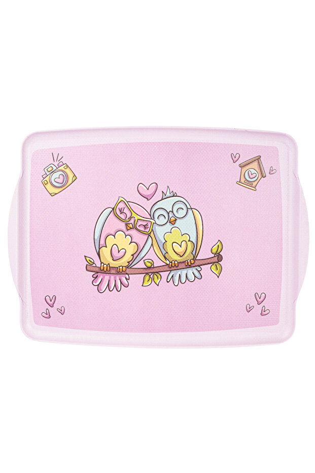 صينية مستطيلة غير قابلة للانزلاق منقوشة على شكل بومة من الميلامين مقاس 34-41 سم - 4