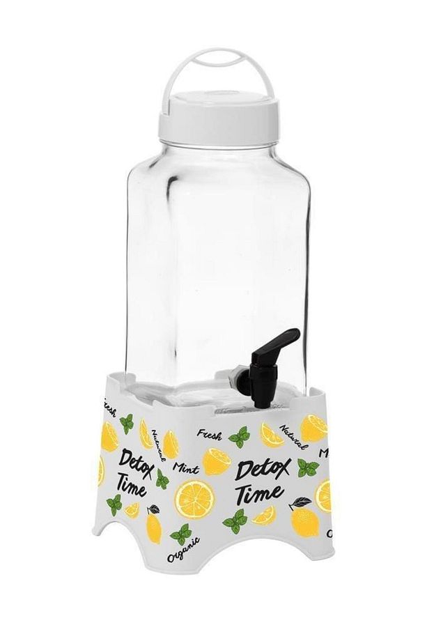 3 lt Limon Desen Standlı Kare Cam Sebil - 1