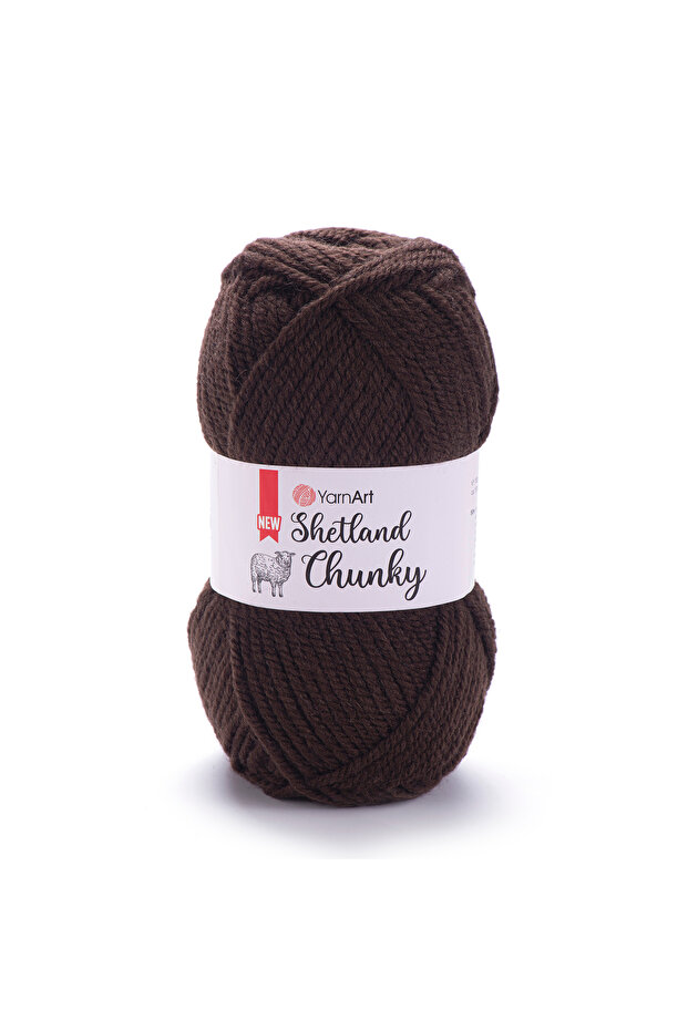 Shetland Chunky - خيط محبوك يدويًا بني داكن - 619