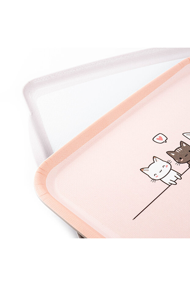 صينية مستطيلة غير قابلة للانزلاق منقوشة على شكل قطة من الميلامين مقاس 34-41 سم - 3