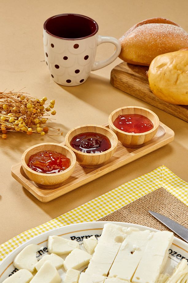4 Parça Bambu Sosluk Reçel Bal Mayonez Ketçap Kahvaltı Seti - 3
