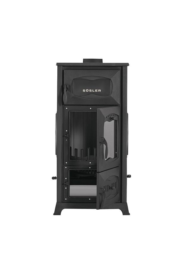 Süsler 3 Tarafı Camlı Geniş Camlı Uyuyan Döküm Kuzine Fırınlı Şömine Soba Döküm Soba Odun Sobası - 4