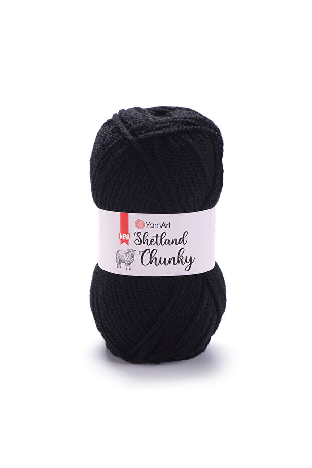 Shetland Chunky - خيط محبوك يدويًا أسود-602