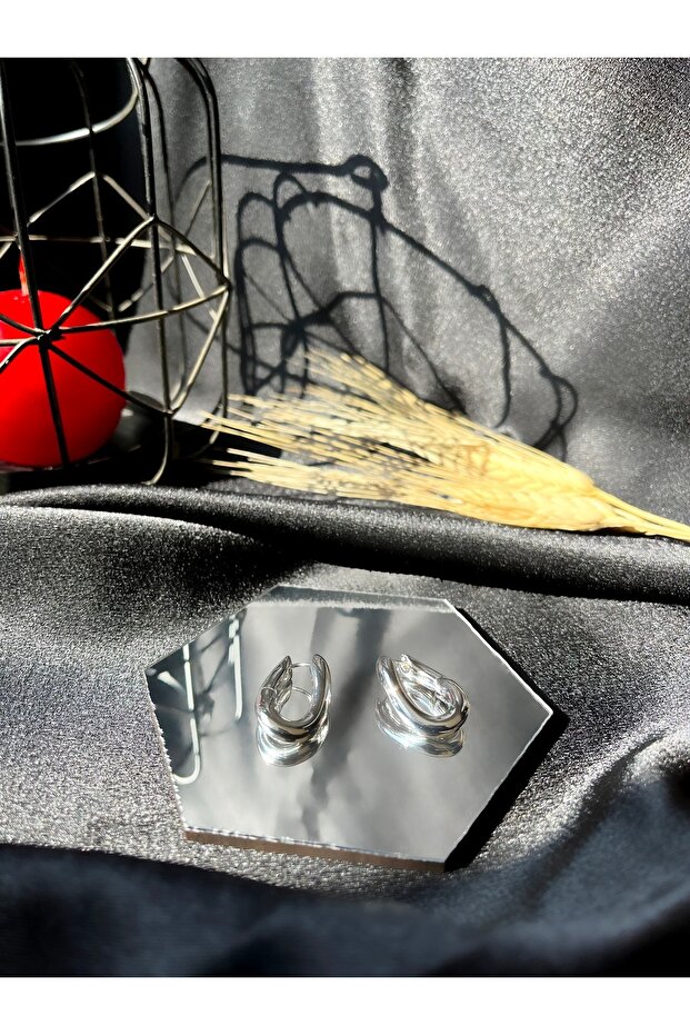 Oval Silver Klipsli Çelik Küpe - 3