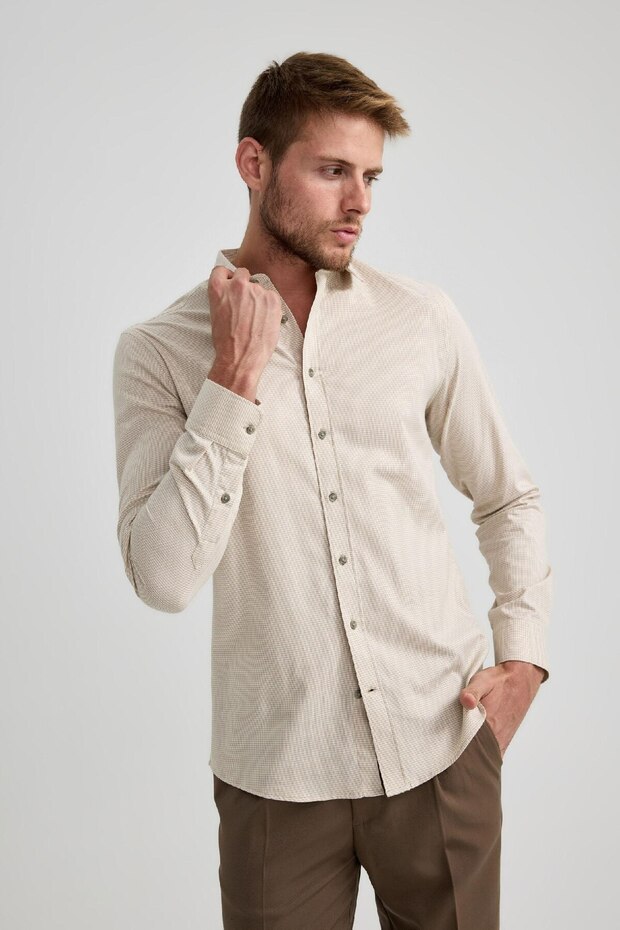 Slim Fit Slim Fit Basic Solid Langarmshirt A7894ax23au - 4