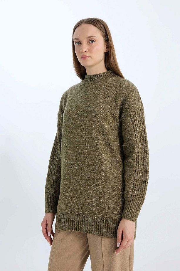Regular Fit Yarım Balıkçı Yaka Basic Düz Triko Kazak Tunik B0085AX24WN - 6
