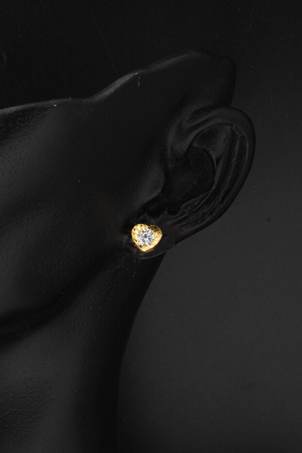 Kalp Tek Taşlı 22 Ayar Altın Takı Seti - 6