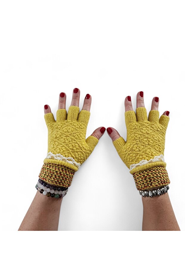 Dantel Zamanı Eldiven Sarı - 2