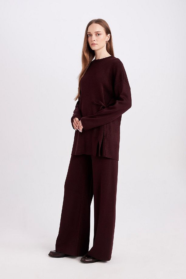Triko Pantolon Regular Fit Beli Lastikli Cepli Düz Basic Düz Paça D7511ax24wn - 5