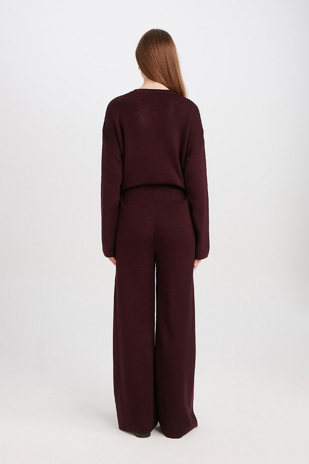 Triko Pantolon Regular Fit Beli Lastikli Cepli Düz Basic Düz Paça D7511ax24wn - 7