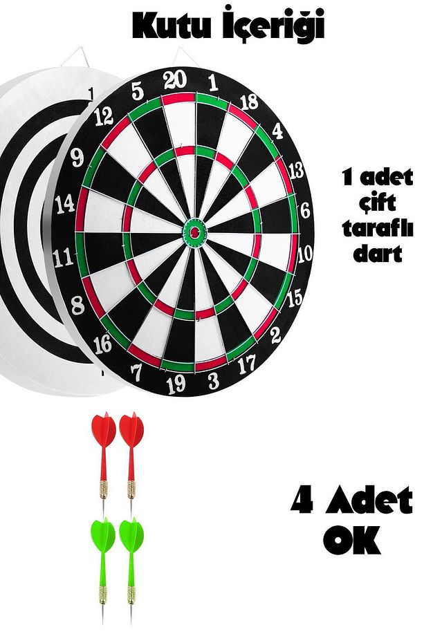 12 Inç Çift Taraflı Dart Tahtası Seti 4 Çelik Oklu Dart Hedef Tahtası Oyunu Takımı Dart Seti 518 - 6