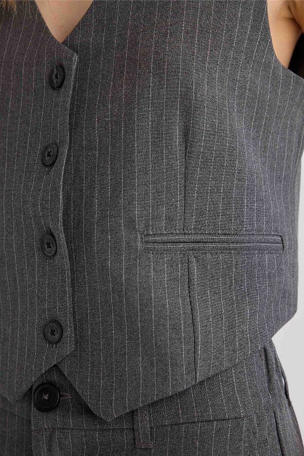 Regular Fit Blazer Yelek Crop Basic Düz Düğmeli Z8526az24au - 5