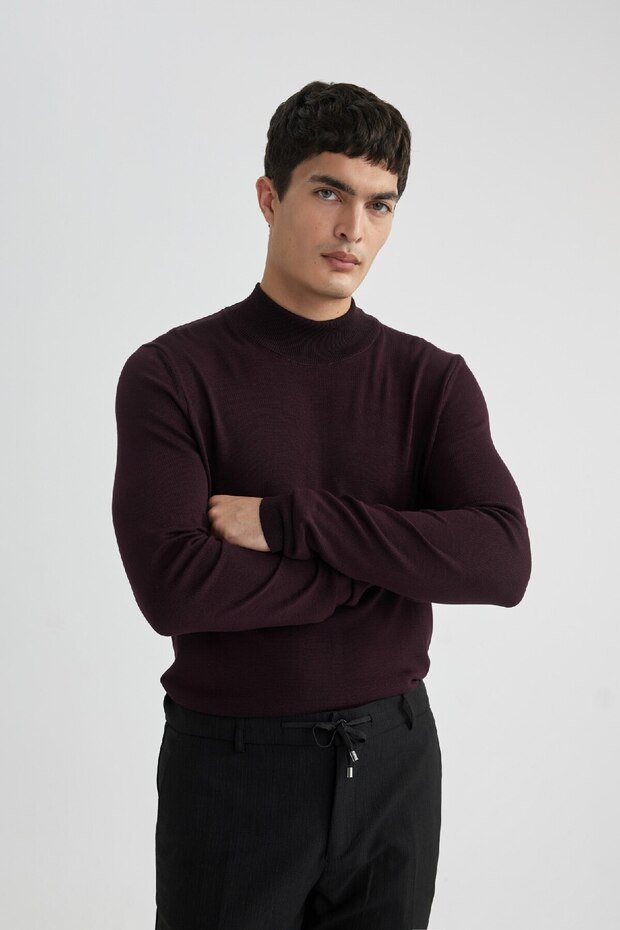 Regular Fit Yarım Balıkçı Yaka Basic Düz Triko Kazak A5282ax23au - 4
