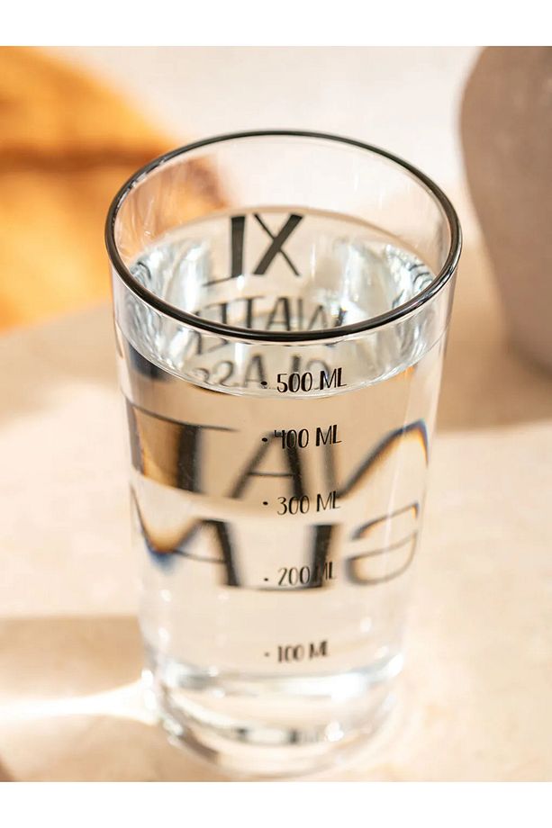 XL Baskılı Ölçekli Cam Su Bardağı 570 Ml - 2 Adet - 4