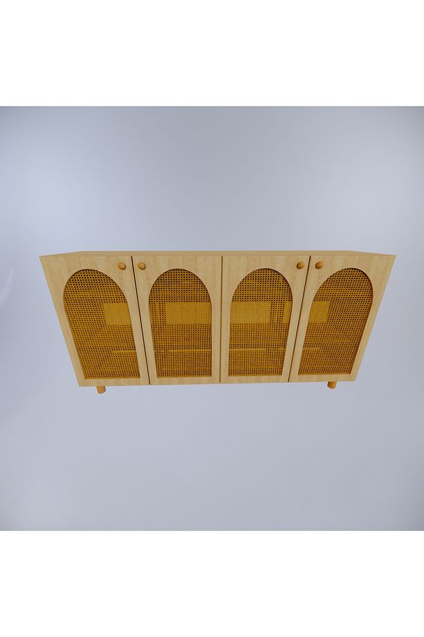MDF Bohem Konsol-(Mdf 4 Kapaklı Hazeranlı)-(Ahşap Desenli)-(180 Cm Genişlik)-(Yuvarlak Ayaklı) - 6