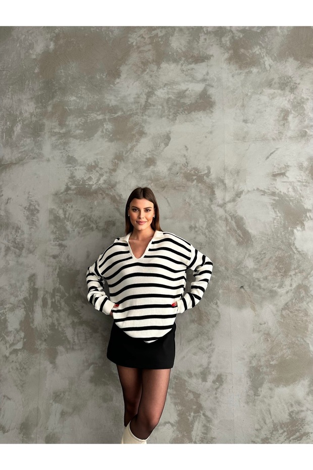 Polo Yaka Oversize Triko Kazak - 9