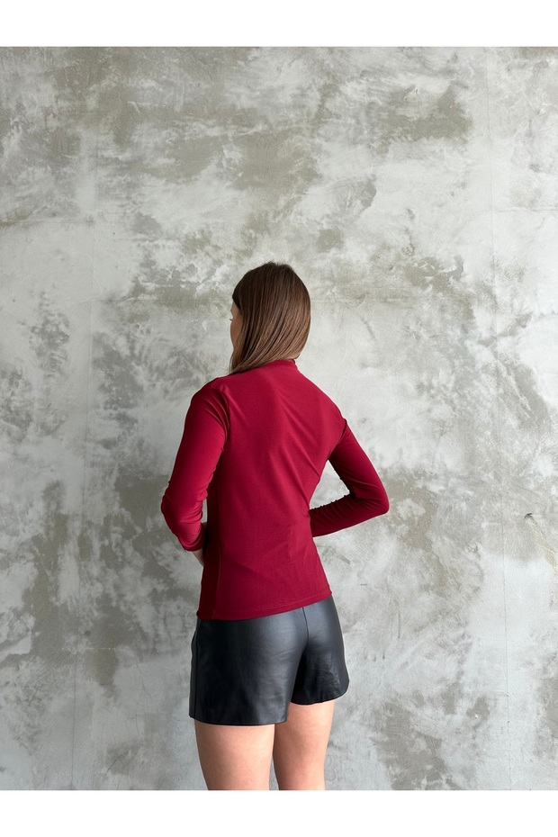 Dik Yaka Omuz Drapeli Sandy Bluz - 8