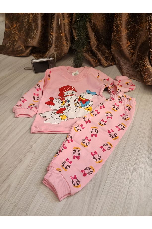 Yeni Yıl Kardan Adam Temalı Duff Duck Yılbaşı Bebek Pijama Takımı - 7