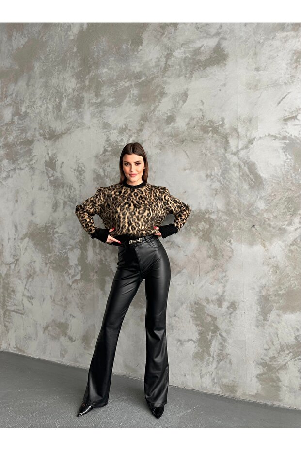 Leopard Pattern Feather Knitwear Sweater - 2