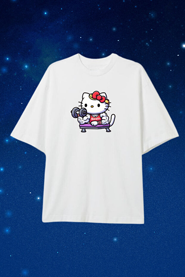 Cat Gym Printed Oversized Unisex T-Shirt