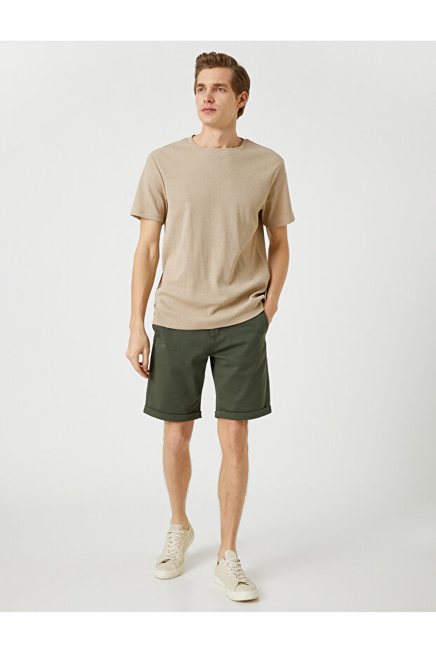 Basic Bermuda Shorts Cotton Pocket Buttoned