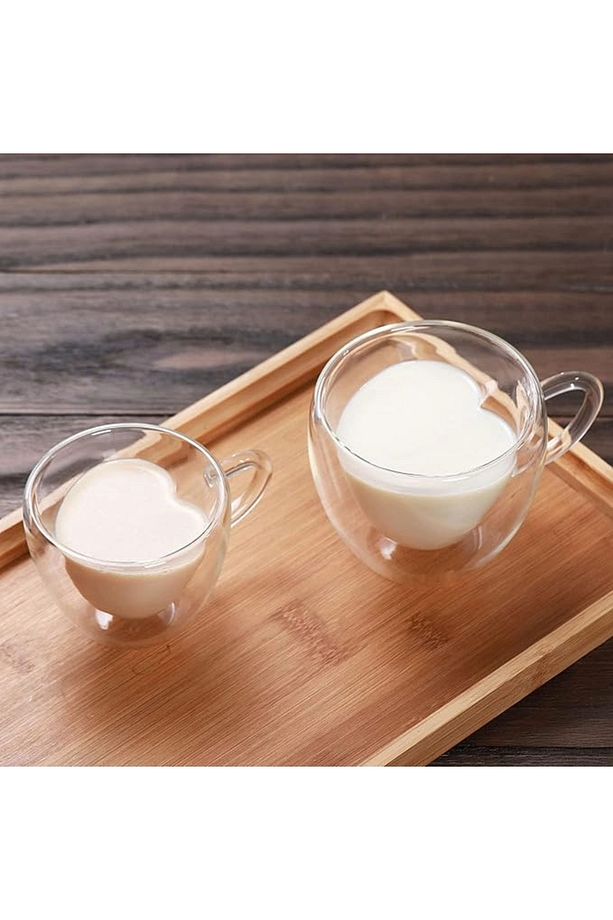 Isıya Dayanıklı Çift Cidarlı Kalpli Kupa Bardak | Borosilikat Çift Katmanlı 250 ml Çay Kahve Bardağı - 5