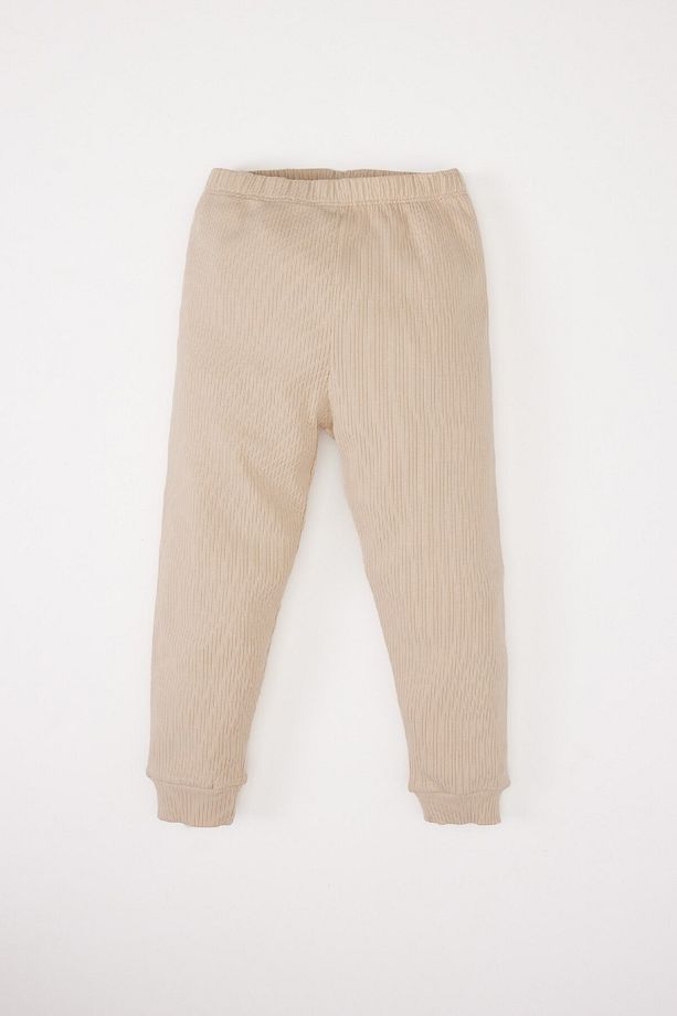 Erkek Bebek Pijama Takımı Fitilli Kaşkorse Basic Düz Bisiklet Yaka Uzun Kollu Üst Beli Lastikli Uzun - 2