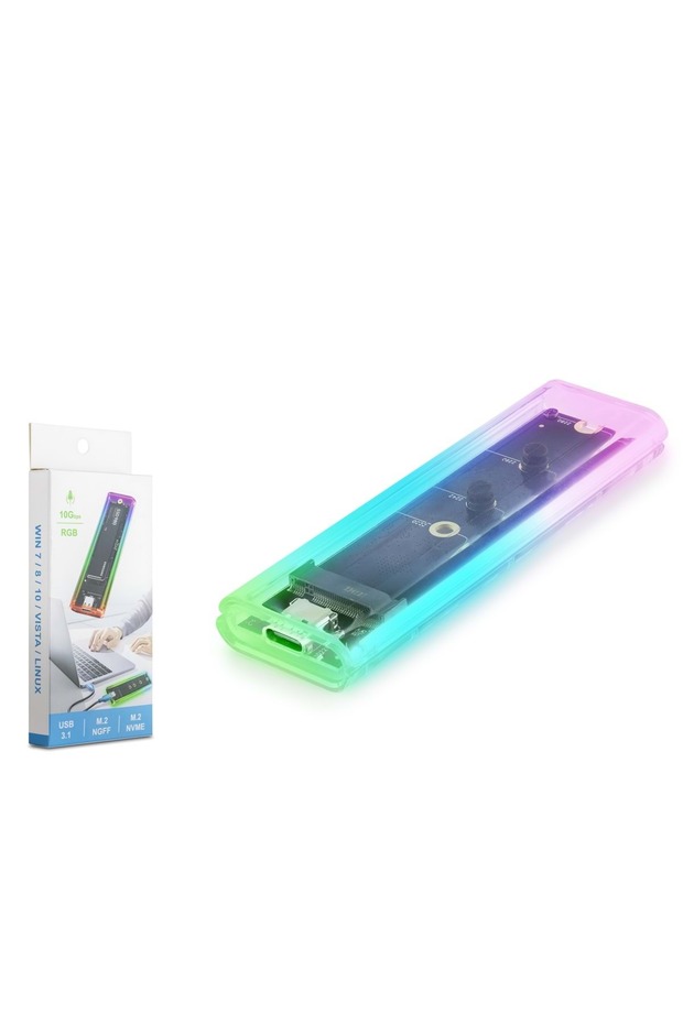 HDX1770 M.2 NVMe صندوق SSD خارجي USB Type-C 10 جيجابت في الثانية RGB شفاف