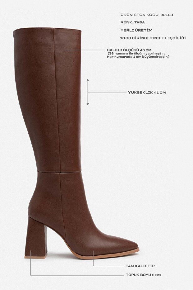 Jules Tan Matte Zipper Detail Damskie Buty Na Obcasie - 3