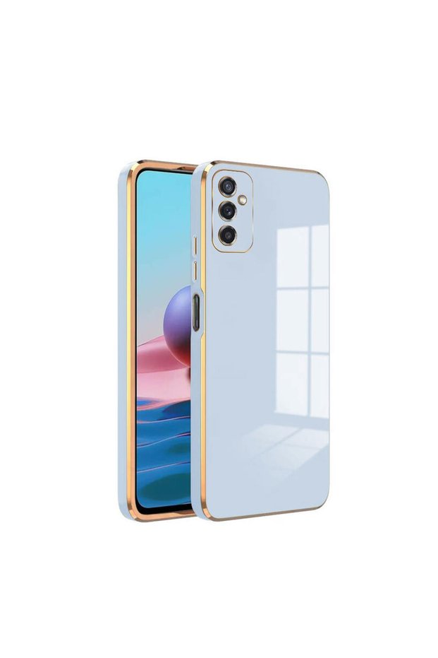 Samsung Galaxy A14 Compatible Case Golden Silicone Case Light Blue