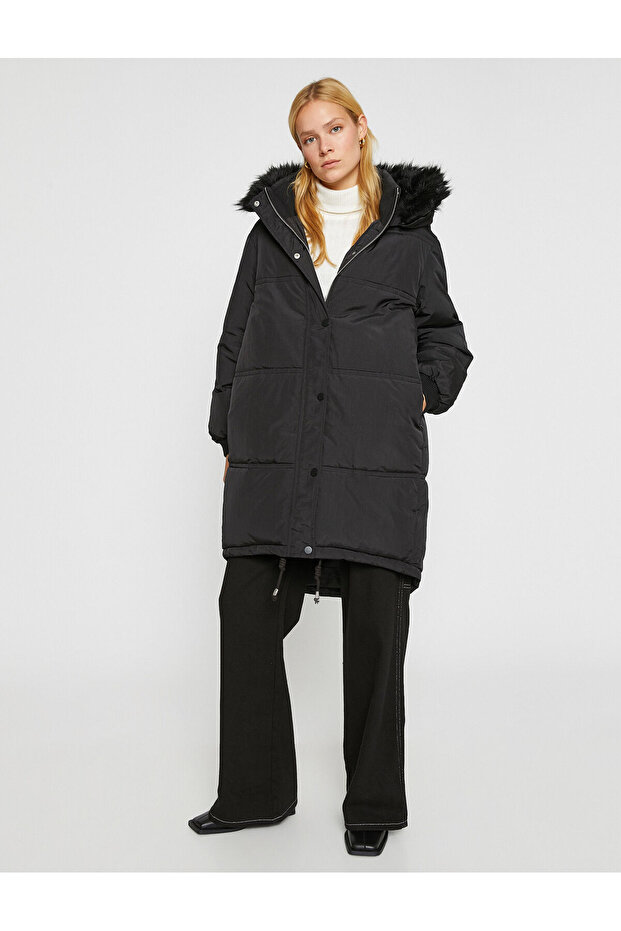 Hooded Puffer Jacket with Plush Detail