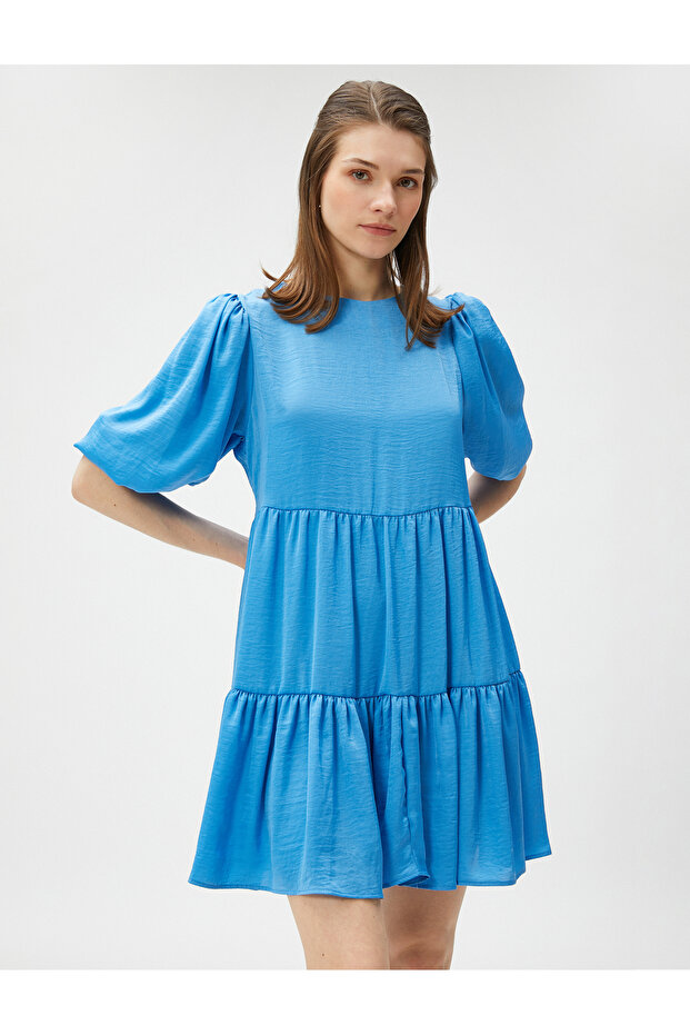 Mini Balloon Sleeve Dress Short Layers