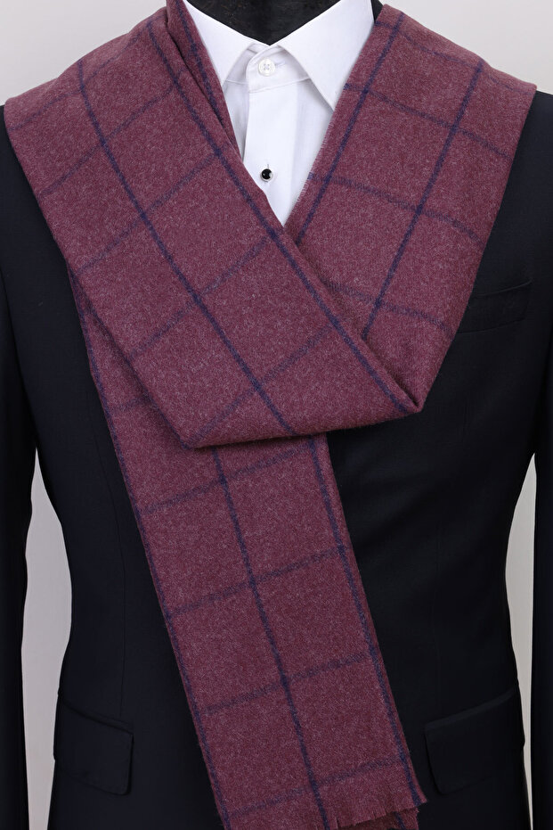 وشاح منقوش من الفسكوز بلون البرقوق - 1