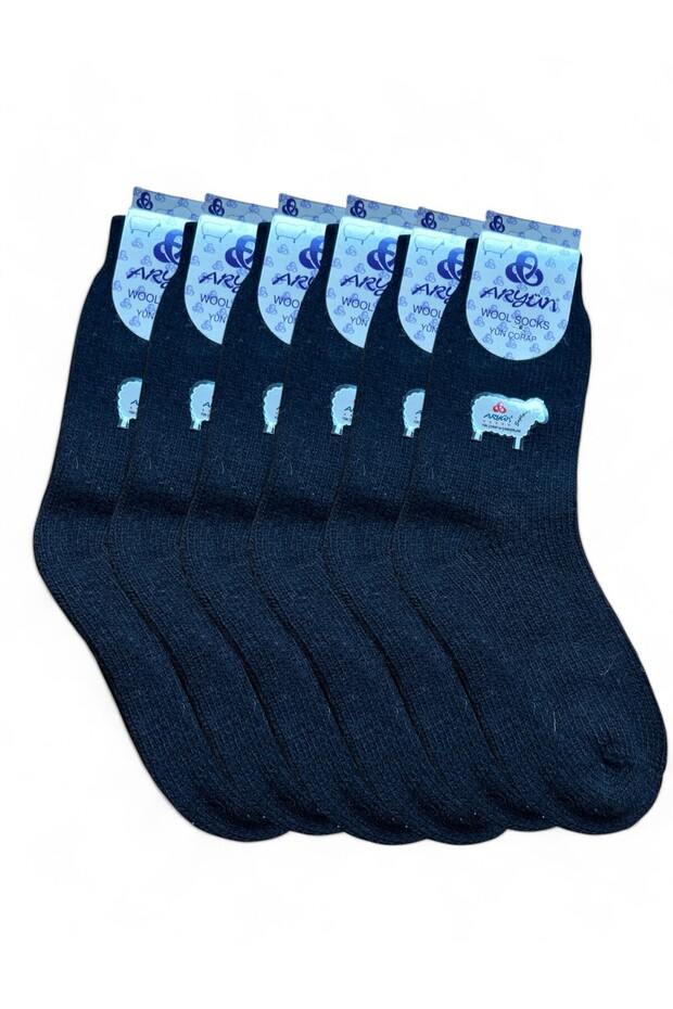 6 Pairs Black Girls' Wool Winter Socks Set