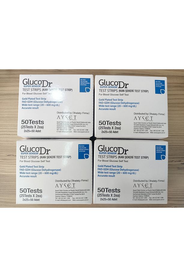 GlucoDr Super Sensor Şeker Cihazı Test Stripleri 4 Paket 50 Adet Ölçüm Çubuğu 50x4 (200) - 1