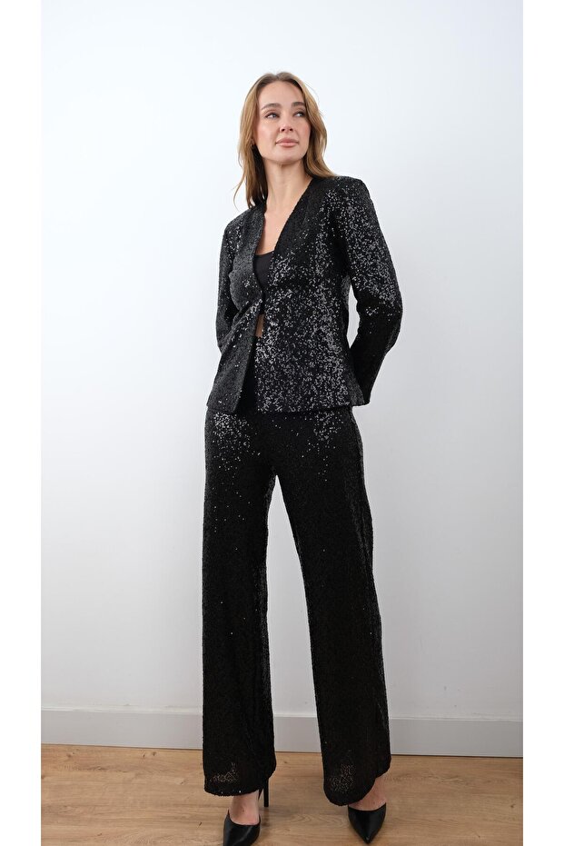 Payetli Palazzo Pantolon - 1