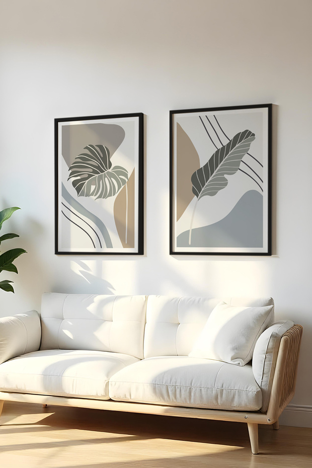 Wooden Black Framed 2 Piece Set Painting Huhu119 - Double Painting Set Black Frame