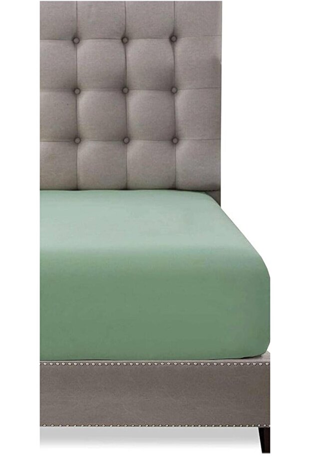 100% Cotton (Cotton) Water Green 100X200 30 cm Fitted (Elastic) Single Bed Sheet Bed Sheet
