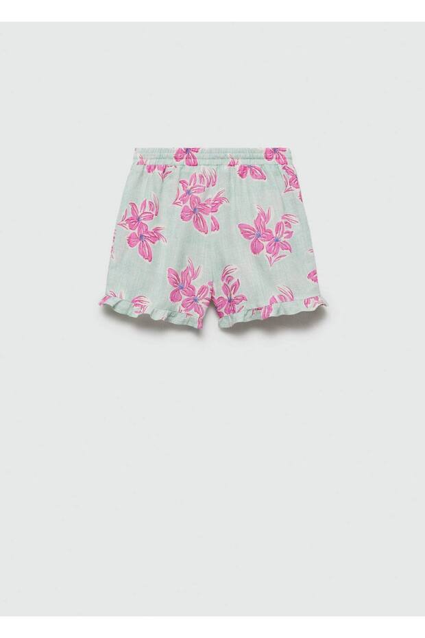 Çiçekli pamuklu şort - 4
