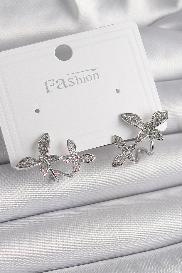Brass Silver Color Zircon Stone Model Women's Earrings Tj-Bkp9839