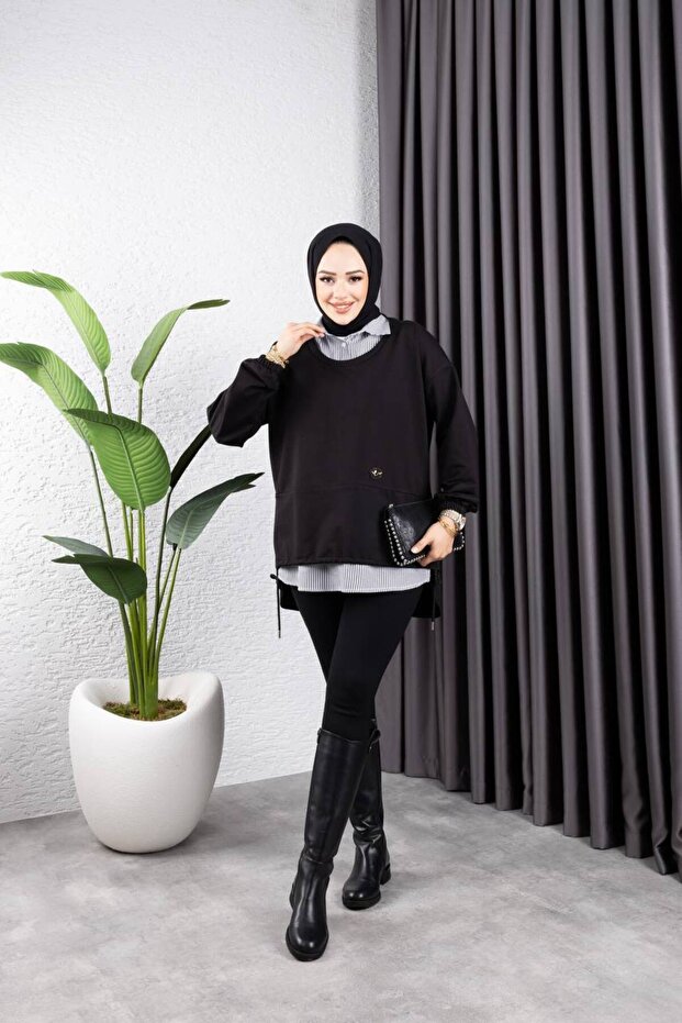 Shirt Collar ̇ Two ̇ Drawstring ̇ Tuni ̇K