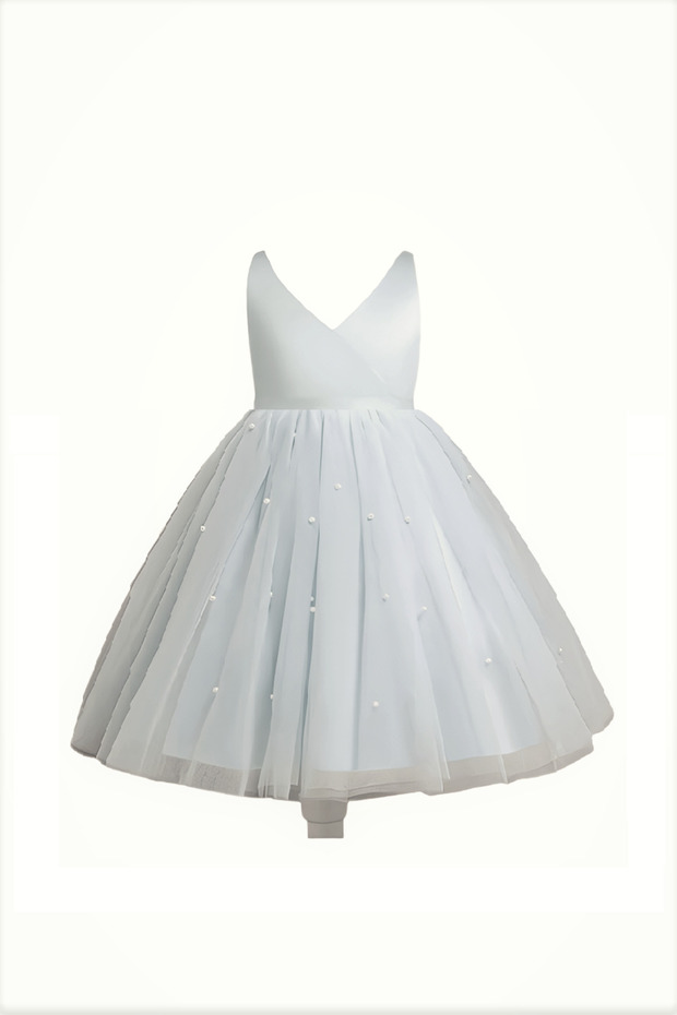 Wrap Neckline Pearl Dress Birthday Graduation Dress